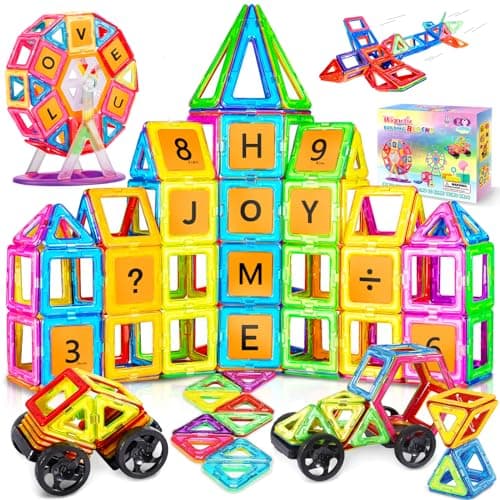 Purpledi Blocs de Construction Magnétiques 120 Pièces, Jeux de Aimantés Construction Magnetiques, Enfants Jouets Jeux de Construction Educatif Cadeau d'anniversaire pour 3 4 5 6 7 8 9 Ans