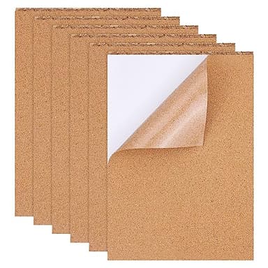 BENECREAT 21x30cm Paquet de 8 Feuilles de Liège Isolant Rectangulaires Auto-adhésives en Liège pour les Sols, Murs, Bricolage, Découpage à L'emporte-pièce, Projets Artisanaux, 1 mm D'Epaisseur