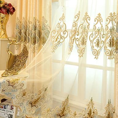Lot de 2 rideaux de luxe de style européen pour le salon(rideaux de tulle,230*140 cm)