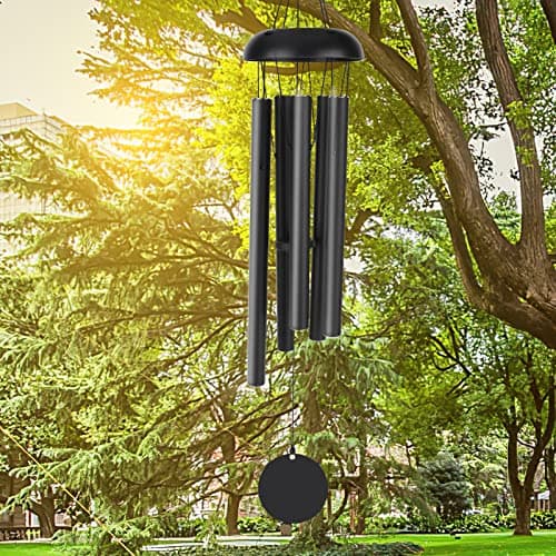 Carillons a Vent Exterieur, Victop 80cm Memorial Carillon a Vent Grand Ton Profond, 5 Tubes en Aluminium Creux Pleasant Melody Retro Decor pour Jardin, intérieur, Cour, décoration de la Maison