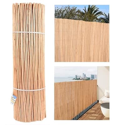 Suinga Clôture en Osier Pelé 1,50 x 5 mètres | Canisse de Jardin Naturelle | Brise-Vue en Osier 85% d'Occultation | Clôture Décorative