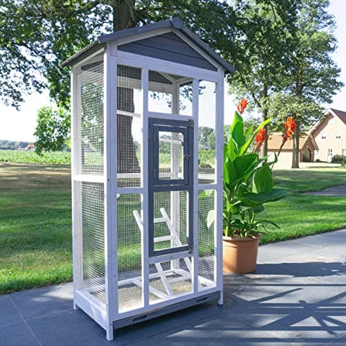 Volière Cage à Oiseaux en Bois de Haute qualité pour intérieur et extérieur–Modèle Apollo différentes Tailles (Taille L)
