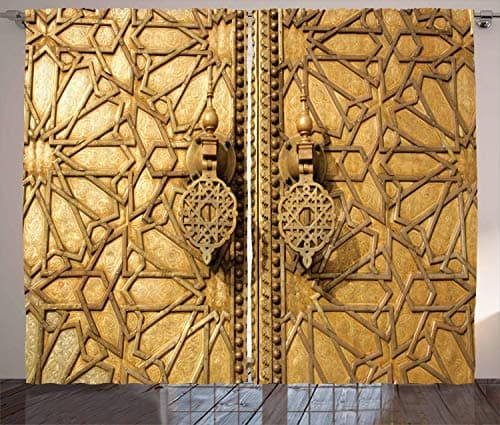 ABAKUHAUS marocain Rideaux, Marrakech Palais Royal, Décoration Intérieure Accent Lot de 2 Panneaux, 280x245, Brun Clair