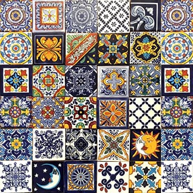 Cerames Carrelage en céramique Mexicaine Horacio - 30 carrelage mural mexicains décoratifs pour la salle de bain, la cuisine, la douche | Carreaux de mosaïque en céramique 10,5x10,5 cm