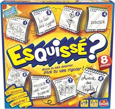 Esquissé - Jeu de Société - Dès 8 Ans - Fais Deviner ton Dessin à ton Voisin - Inclus Carnets pour Dessiner - A Jouer en Famille ou entre Amis - 4 à 8 joueurs - 20 min