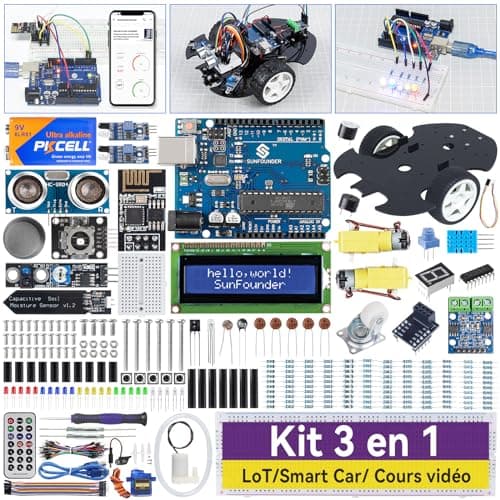 SunFounder Ultimate Starter Kit Compatible with Arduino UNO IDE Scratch, 3 in 1 IoT/Smart Car/Basic Kit with Online Tutorials, 192 Items, 87 Projects, Suitable for Age 8+ Beginners