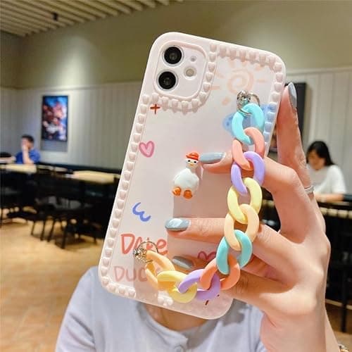 JiuWang Coque pour iPhone 13 Pro Max avec Chaîne Colorée, Etui Housse iPhone 13ProMax Case Design Originale Motif 3D Cute Kawaii pour Femme Fille