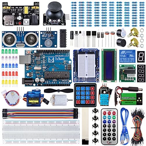 Miuzei Starter Kit pour Arduino Complet Debutant Projects Breadboard Composants,Servo, 9v 1a Power Supply, Sensors, LEDs, Detailed Tutorial Electronique Carte MA13
