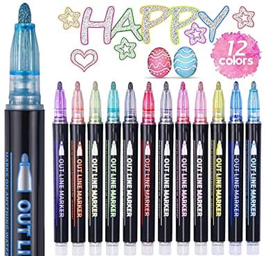 ECtury Feutres Paillettes, Cadeau Paques Enfant, Cadeau Fille 10 Ans, 12 Stylo Paillette Marqueur Magique pour Dessin, Scrapbooking, Carte Cadeau, Loisirs Créatifs Fille, Cadeau Fille 4-12 Ans