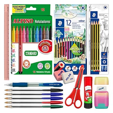 EcoPack - Pack économique complet de matériel scolaire de première marque pour votre étui (ECO40)