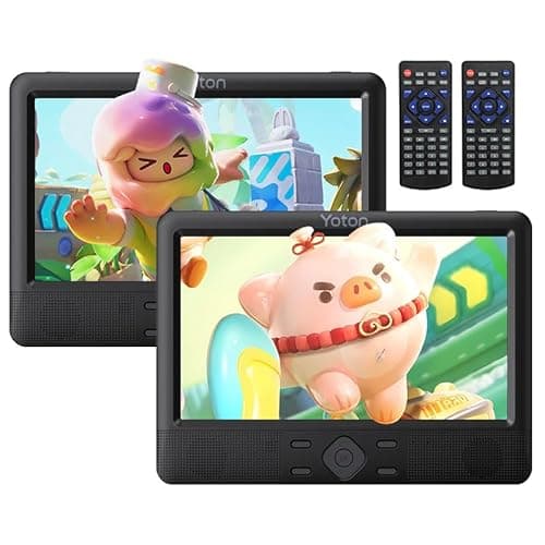 YOTON Lecteur DVD Portable 12,5", Double écran 10,5" pour Voiture Multimédia, Synchronisation USB/SD/TV, capacité de Batterie de Voyage de 5 à 6 Heures, Support D'appui-tête, HDMI et AV Inclus, Noir
