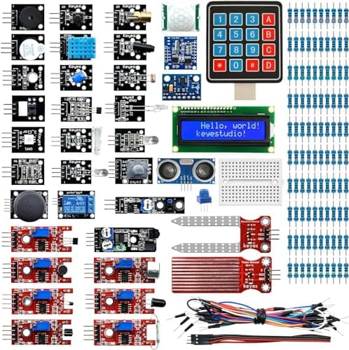 KEYESTUDIO 37 in 1 Kit Module de détection avec tutoriel Complet et Accessible Compatible avec Arduino IDE, Raspberry Pi
