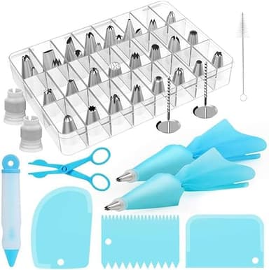 Lrocotanc Kit Complet Pâtisserie Professionnel - 42 Pièces en Acier Inoxydable, 30 Douilles + Poches à Douille + Accessoires pour Décoration de Gâteaux, Muffins et Cupcakes