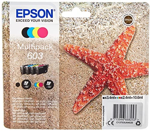 Epson Multipack 603 Etoile de Mer, Cartouches d'encre d'origine, 4 couleurs : Noir, Cyan, Magenta, Jaune, XP-2100 XP-2150 XP-3100 XP-3150 XP-4100 XP-4150 WF-2810DWF WF-2820 WF-2840 WF-2850DWF WF-2870