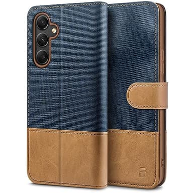 BEZ® Coque pour Samsung A54 5G, Etui pour Samsung Galaxy A54 5G Housse en Cuir de Protection, Portefeuille en Cuir Polyuréthane, Crochet, Pochette pour Monnaie, Fermeture Magnétique, Bleu