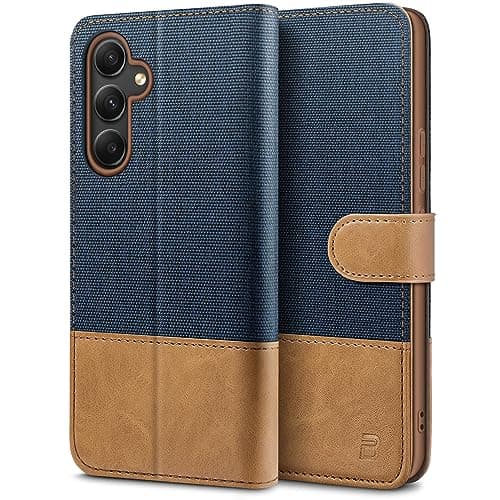 BEZ® Coque pour Samsung A54 5G, Etui pour Samsung Galaxy A54 5G Housse en Cuir de Protection, Portefeuille en Cuir Polyuréthane, Crochet, Pochette pour Monnaie, Fermeture Magnétique, Bleu