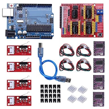 Kyrio Carte d'extension CNC Shield V3.0 + DRV8825 A4988 Pilote de moteur pas à pas avec dissipateur thermique pour imprimante 3D Compatible avec ArduinoIDE