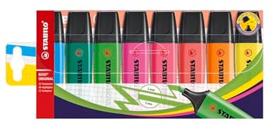 STABILO BOSS ORIGINAL - Surligneur -Pochette x 8 surligneurs fluo - Coloris assortis
