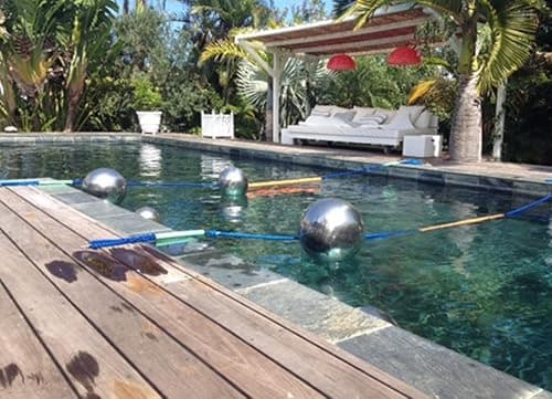 Accessoire matériel aquagym Piscine privée Sport Natation Regime Corps Fitness agys Musculation gainage avec Fixations INOX rétractables Bords Bois/Deck Largeur Piscine inférieur <5metres