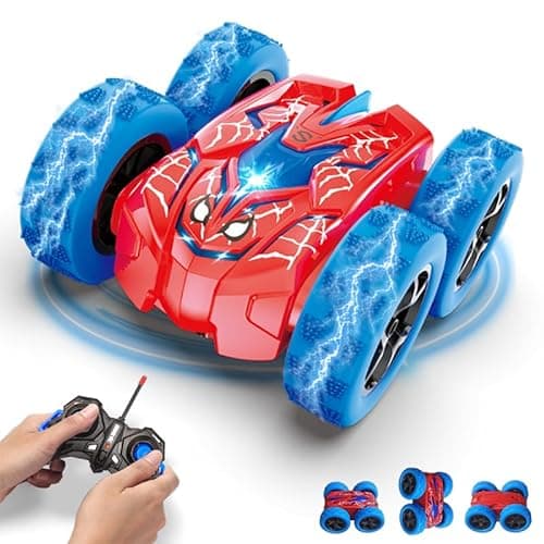 Voiture Télécommandée Enfants, Jouets Voitures Radiocommandée Monster Truck avec Lumière LED, Spider RC Car Jeux Exterieur Intérieur Cadeau Anniversaire Noël pour Garçons Filles 3 4 5 6 7 8 9 Ans