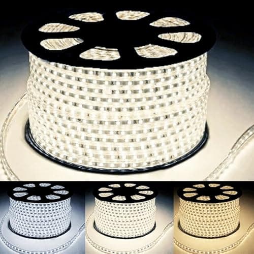 SILAMP Ruban LED Fin 50M 220V Recoupable 20cm IP65 2835 120LED/m - Blanc Neutre 4000K - 5500K