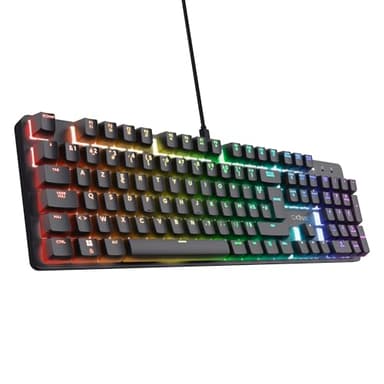Trust Gaming GXT 871 Zora Clavier Mécanique AZERTY avec Éclairage RGB, Commutateurs Huano Linéaires, Anti-Ghosting N-Key Rollover, Clavier Gamer Filaire Programmable PC, Laptop, Noir