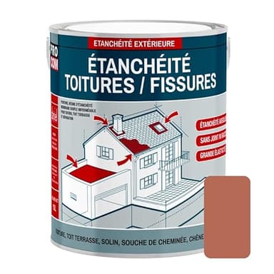 PRO COM Peinture, résine d'étanchéité toiture, réparation tuiles, fissures, anti-fuites, décore, protège, plusieurs coloris 2.5 litres