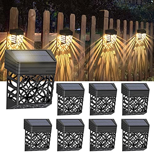 Litake Applique Solaire Exterieur, 8 Pièces Lampe Solaire Murale Jardin IP54 Étanche Éclairage Mural d'Extérieur Blanc Chaud LED Pour Terrasse, Cour, Escaliers, Chemin et Allée