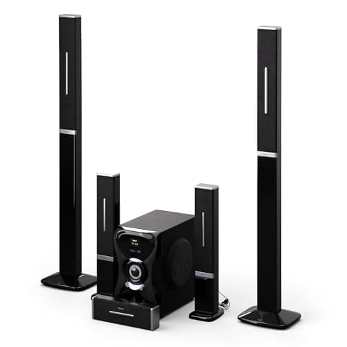 AUNA Areal 825 Home Cinema 5.1 sans Fil - Bluetooth, Subwoofer 100W, Éclairage RVB, Ports USB/SD, Entrée AUX & Optique, Enceinte Home Cinéma avec Télécommande