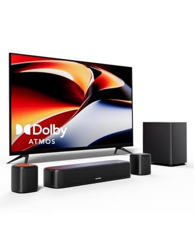 ULTIMEA Barre de Son 5.1ch avec Dolby Atmos, Système Surround pour TV, Barres de Son pour Home Cinema, 2 Haut-parleurs Surround, HDMI eARC/Opt/AUX/BT, Contrôle par App, Aura A50 Pro