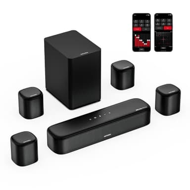 ULTIMEA 7.1 Canaux Barre de Son avec Dolby Atmos, Système de Son Surround avec 4 Haut-parleurs Surround, Barre de Son TV avec APP, Soundbar avec Caisson de Basses pour Home Cinéma, HDMI eARC, Aura A60