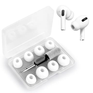 MXTIMWAN 4 Paires Embouts de Rechange pour Airpods Pro/Airpods Pro 2,Bouchons d'oreille de Remplacement en Silicone Souple Antidérapant avec Boîte Portable + 1 Stylo de Nettoyage (XS/S/M/L)