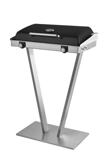 Team Kalorik Barbecue Electrique, Parfait pour Balcon et Terrasses, Plancha et Grill Grande Taille avec Couvercle, sur Pied, fait pour l’Extérieur, Taille xxl, 2500 W, Inox, TKG EBBQ 1002 L