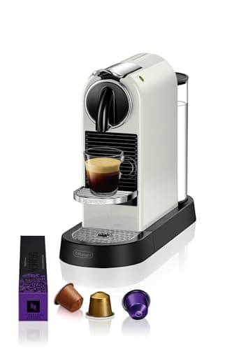 De'Longhi Nespresso CitiZ EN167.W, Machine à Café en Capsules, Machine à Café pour une Tasse, Design Compact, Pression 19 Bar, 2 Tailles de Tasses, Ensemble de Bienvenue Inclus, Blanc