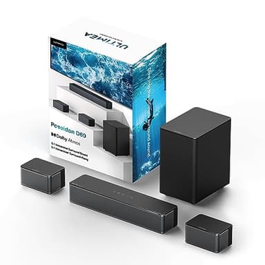 ULTIMEA Barre de Son Dolby Atmos 5.1, Système de Son Surround 3D Barre de Son TV avec Caisson de Basse sans Fil, Enceintes TV Home Cinema Bass Réglable, Série Poseidon D60, Modèle 2023
