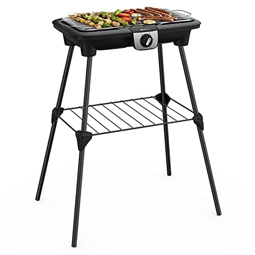Tefal EasyGrill XXL Barbecue électrique sur pieds, Large surface de cuisson, 2500 W, Thermostat réglable, Cuisson simultanée, Utilisation intérieur et extérieur, Pare-vent BG921812