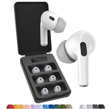 Foam Masters Lot de 3 Paires d'embouts d'oreille en Mousse à mémoire de Forme pour AirPods Pro 1ère et 2ème génération | Nouvelle Version 4.0 – Black Magic | Confortables | Sécurisés | Meilleure