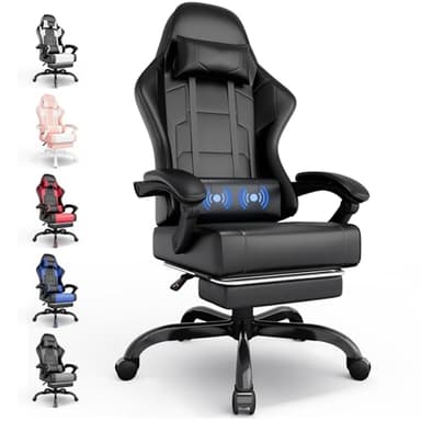 TRIUMPHKEY Chaise Gaming,Ergonomique Fauteuil Gaming,Hauteur Réglable,Lombaire&Appui-Tête Appui,Fauteuil de Gamer Massage avec Repose-Pieds,Capacité de Charge 150 kg, Chaise Ergonomique Gris Nior