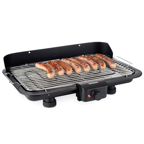 Korona 46117 Barbecue de table électrique avec surface de cuisson XXL (51 x 30 cm) | Idéal pour le balcon | 2200 W | Élément chauffant amovible | Réglage de la température en continu