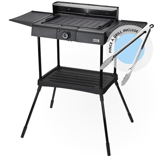 LEBENLANG 2in1 Barbecue electrique sur pied - Pieds & Pince à griller inclus I Grille viande électrique I Plancha électrique xxl Barbecue électriques exterieur I Barbecues d'extérieur Grills BBQ