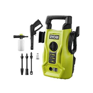 RYOBI - Nettoyeur haute pression 1400 W - 110 bars - 390 L - flexible 5 m PVC - lance vario - lance turbo - buse détergent 0,35 L - RY110PWA, Vert & Anthracite
