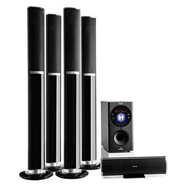 AUNA Areal 652 - Système Son Surround 5.1, Home cinéma, Puissance RMS : 5 x 15 W(Satellites), 70 W(subwoofer), USB, SD, Sleep-Timer, Bluetooth - Noir